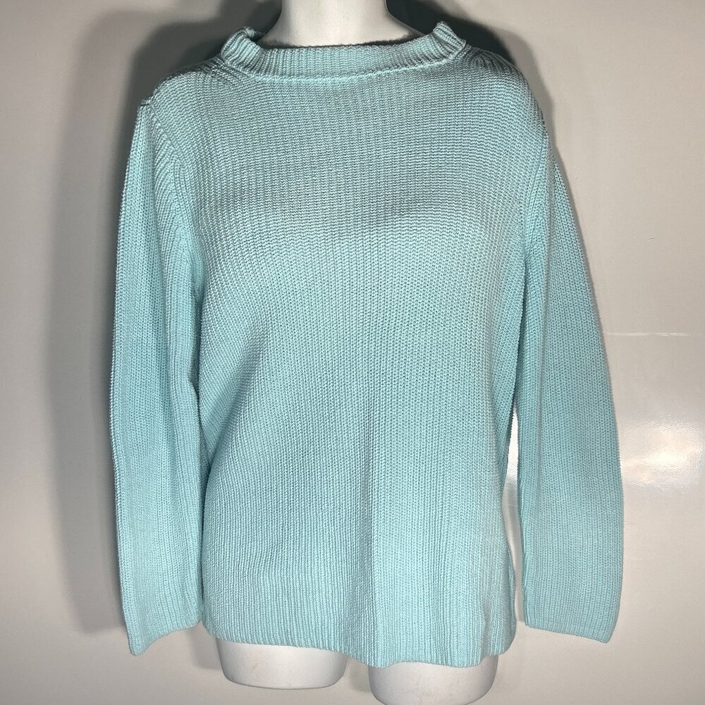 Talbots SZ XL Pale Blue Comfy Mockneck Sweater Academia Preppy Old $ Minimalist